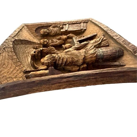 Vintage Hand Carved Monks Sampling Their Beer Wall Plaque - Picture 6 of 6